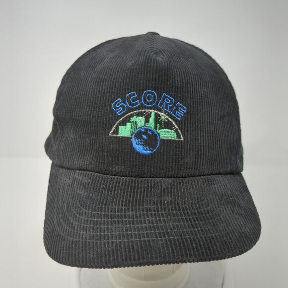 Score Snapback Hat Black One Size Adjustable Corduroy Embroidered - Picture 2 of 8
